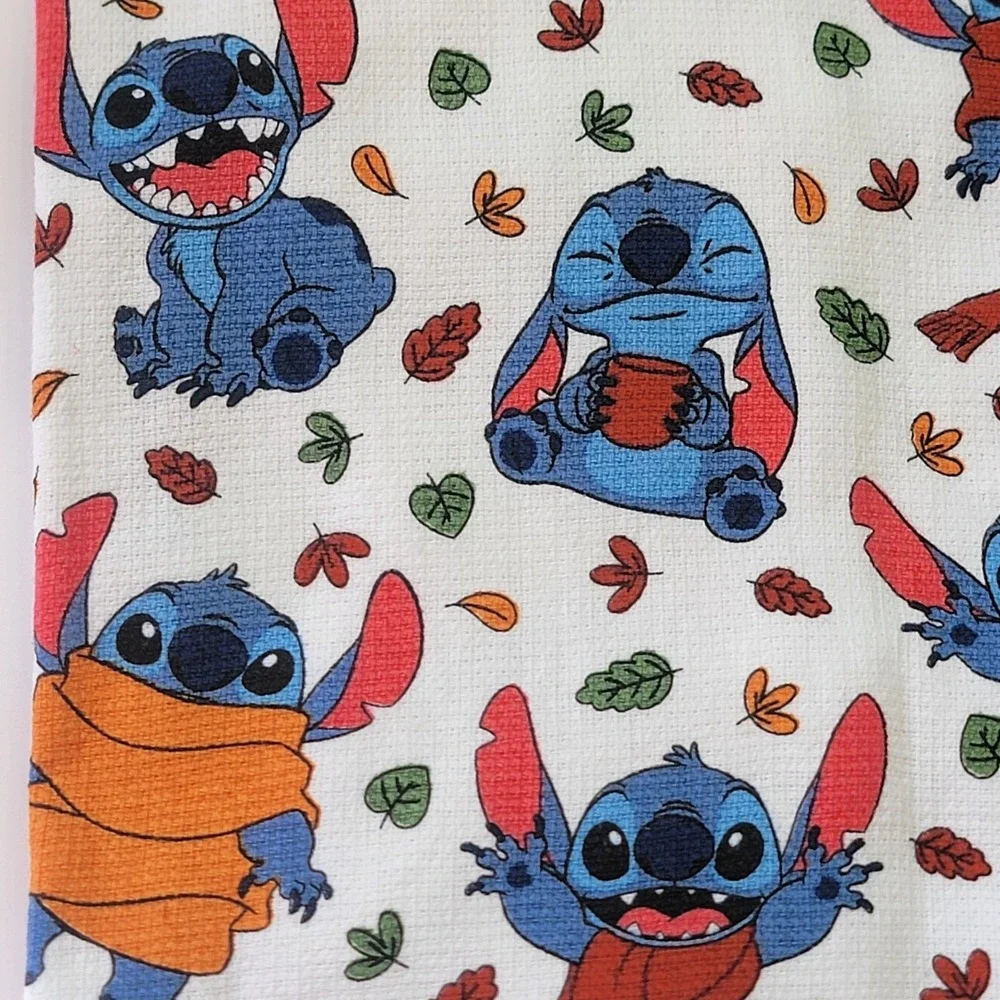 NEW DISNEY Stitch Fall Leaves Autumn Thanksgiving Kitche Towels 2 Set